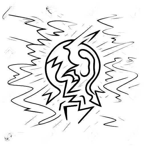 A Light Bulb With A Lightning Bolt Inside Surrounded By Swirling Abstract Shapes