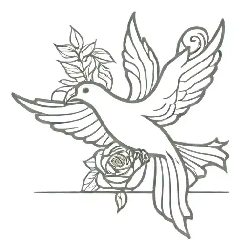 Dove Carrying A Rose