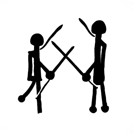 Stickmen Having A Sword Fight