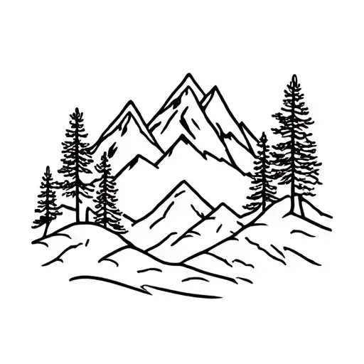 Canadian Rockies With Pine Trees Background Looking Through Lens