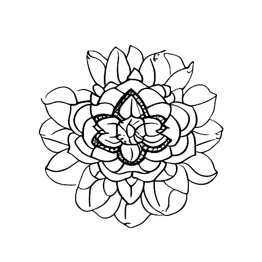 Heptagram In Circle With 7 Lotus Petals