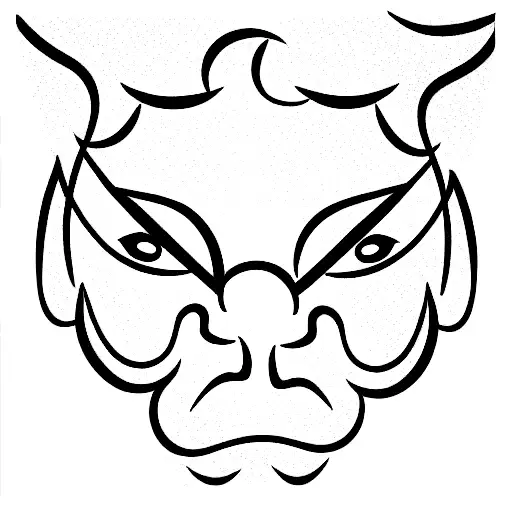 Black And White Jester Head With Chinese Year Of The Monkey Symbol In Right Eye
