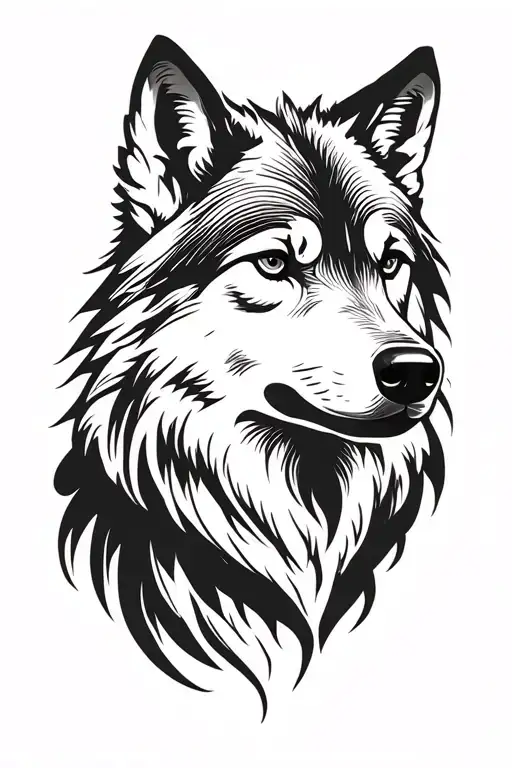 Wolf Face Tattoo Design