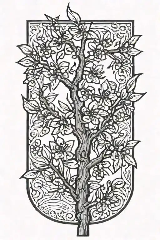 Black And White Masculine Cherry Branch