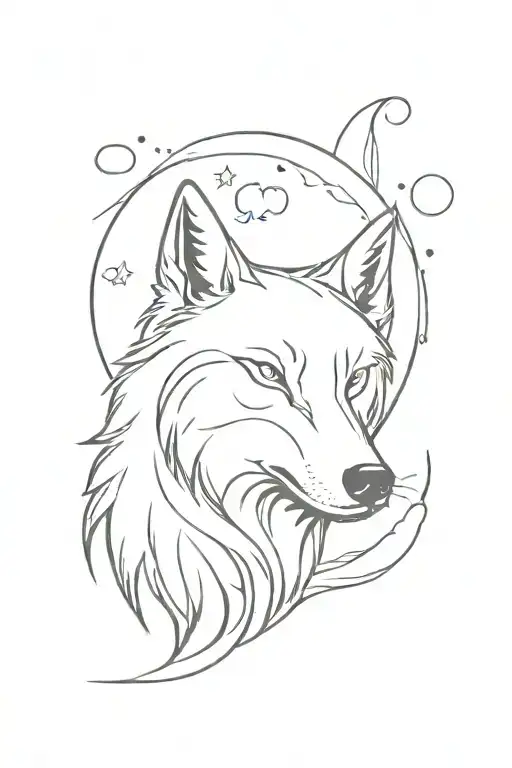 Wolf And Moon Merging Together