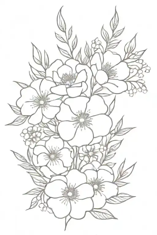 Flower Bouquet With Birth Flowers