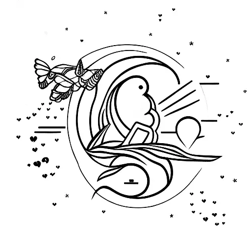 Moon With Firefly And Heart