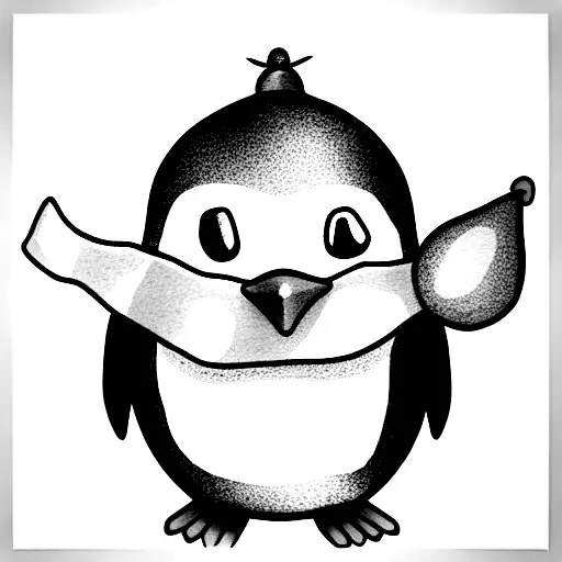 Cute Penguin Holding Balloon