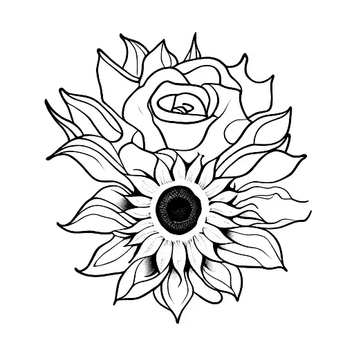 A Minimalist Tattoo Of A Sunflower Bouquet Wrapped In A Book