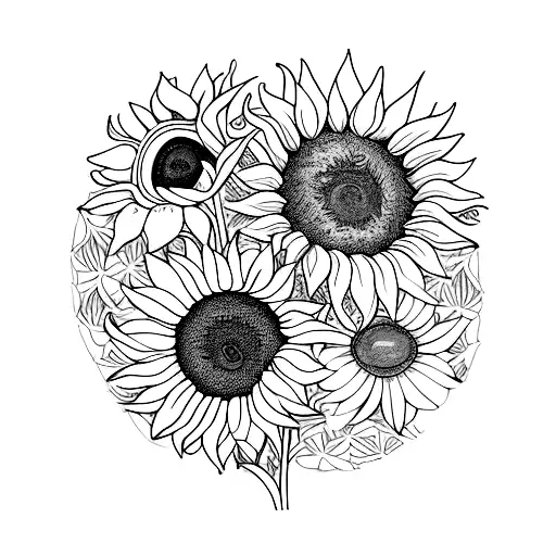 A Minimalist Tattoo Of A Sunflower Bouquet Wrapped In A Book