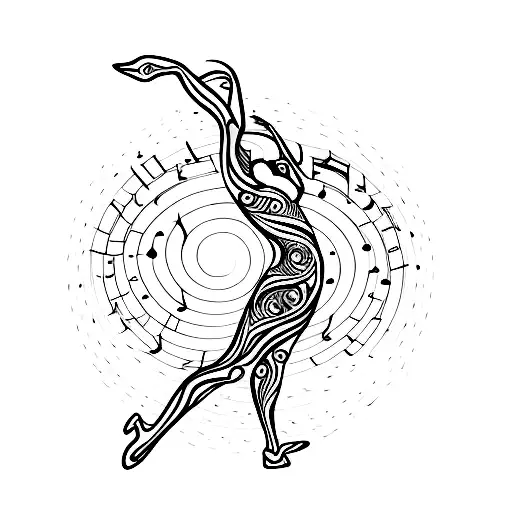 An Intricate Pattern Of Music Notes Forming A Dancer's Body