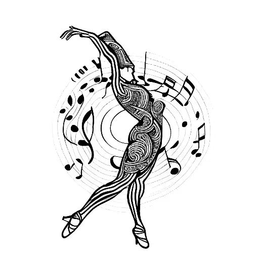 An Intricate Pattern Of Music Notes Forming A Dancer's Body