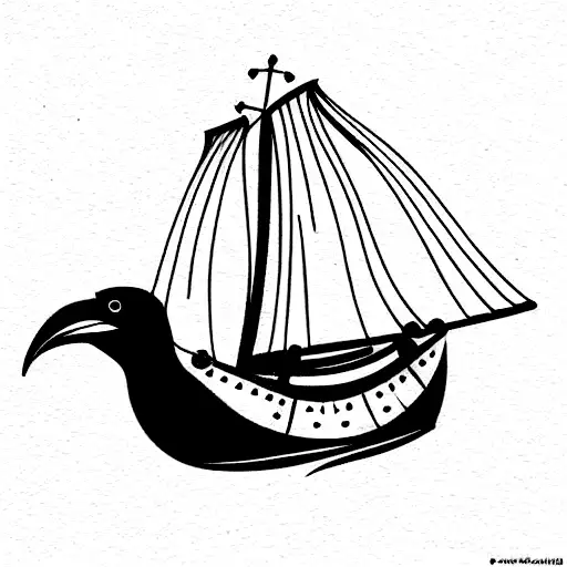 Isle Of Man Viking Ship With Raven