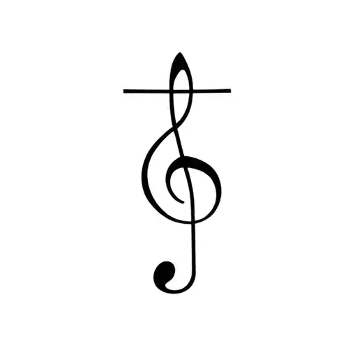 Music Note With A Cross Intertwined