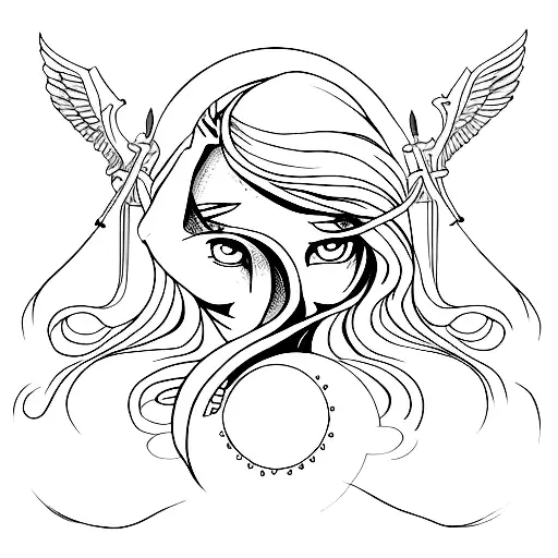 Human Lilith With Moon And Inverted Cross