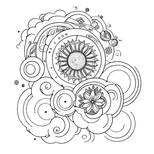 A Celestial Bouquet Of Flowers And Moon Phases