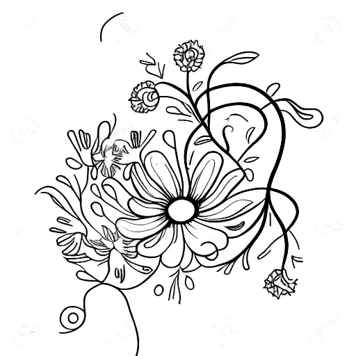 A Delicate Wildflower Bouquet Surrounded By Swirling Vines