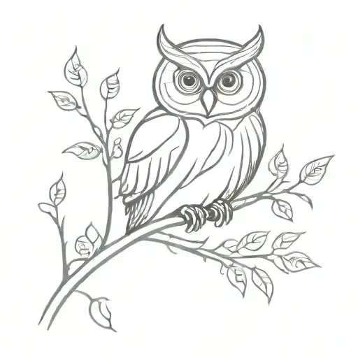 Owl With Vines Line Work
