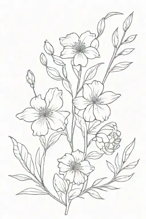 Fine Line Tattoo Of Birth Flowers From January And April