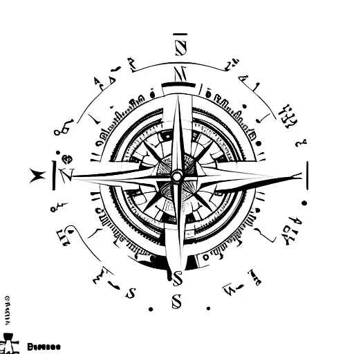 A Minimalist Tattoo Of A Compass With Historical Landmarks As The Cardinal Points
