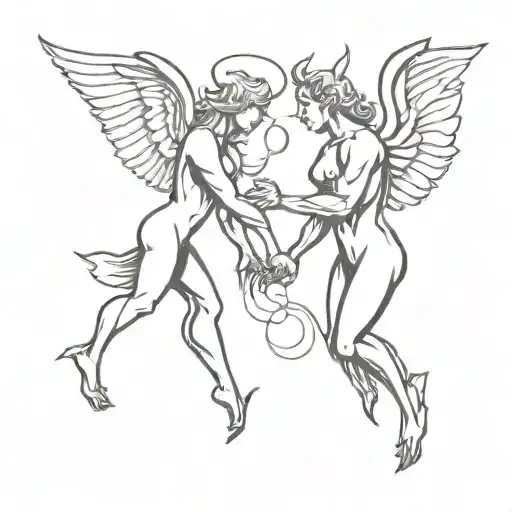 Angel And Demon Fighting Each Other