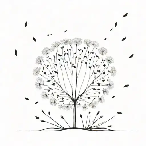 A Dandelion Seed Head With Seeds Floating Away Forming The Shape Of A Heart Tattoo