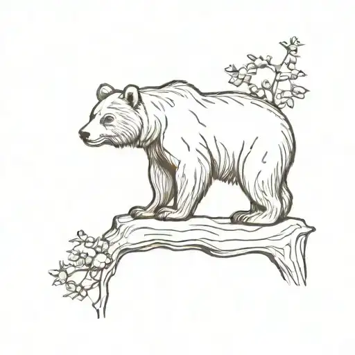 Marsican Brown Bear And Yew Tree Growing
