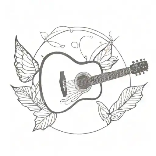 Acoustic Guitar With Butterfly Wings