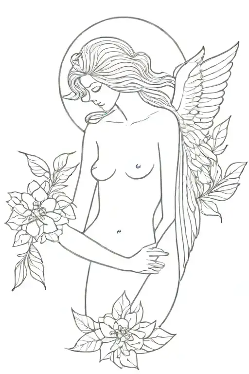 Angel And Flowers