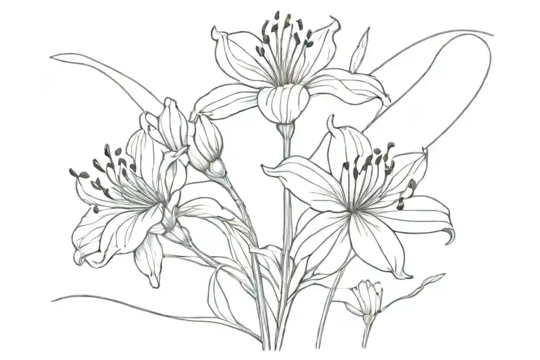 Lycoris Flower Consisting Of Letters Wuyibyr One Line