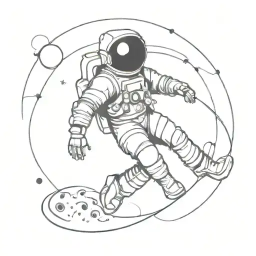 Astronaut In Space Between A Black And White Hole