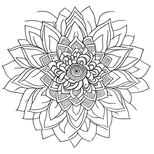 Lotus Flower Surrounded By Swirling Patterns
