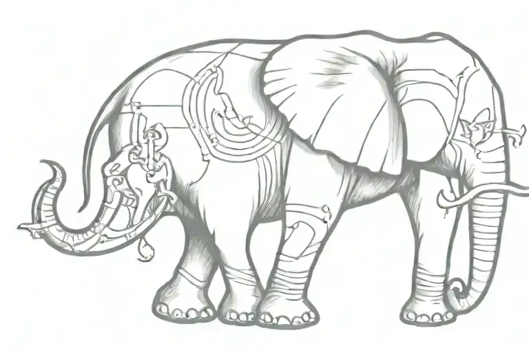 Elephant With Sheet Music Out Of The Trunk Surrounded