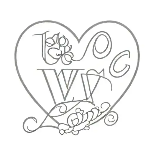 Dog Paw And Love With Initial M & G