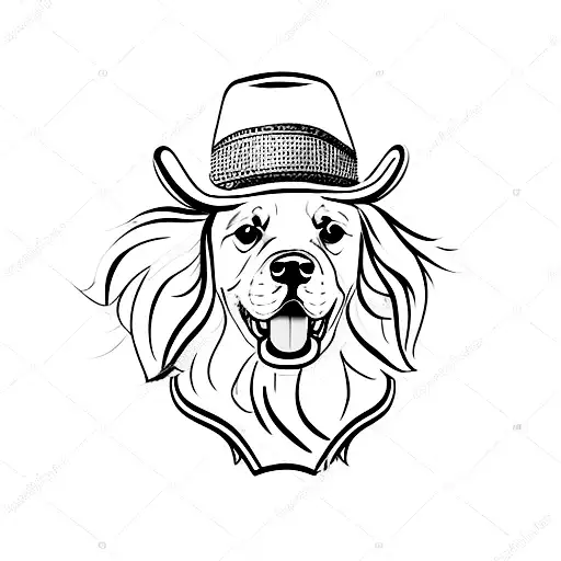 Golden Retriever With Cowboy Hat