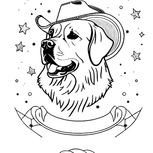 Golden Retriever With Cowboy Hat