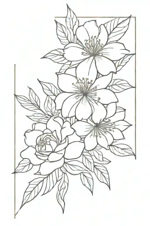 Flower Bouquet Fine Line