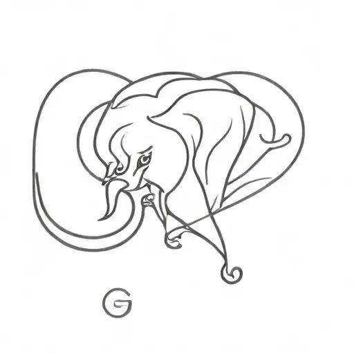 Elephant Head Tattoo Using Letters G And B