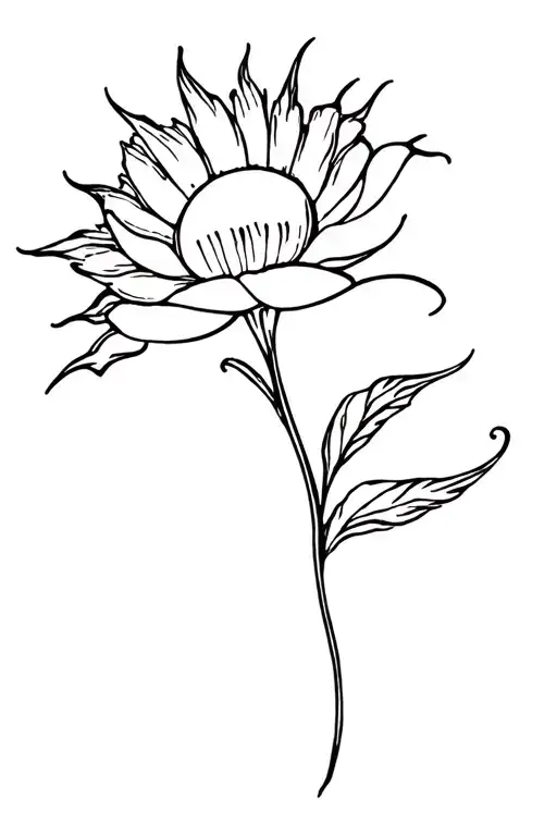 Make Me An Elegant Flower In The Shape Of A Sun With A Long Stem That Ends In Writing