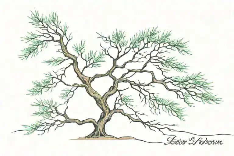 Lebanon Cedar Tree Wrapped In Barbed Wire Wrapped