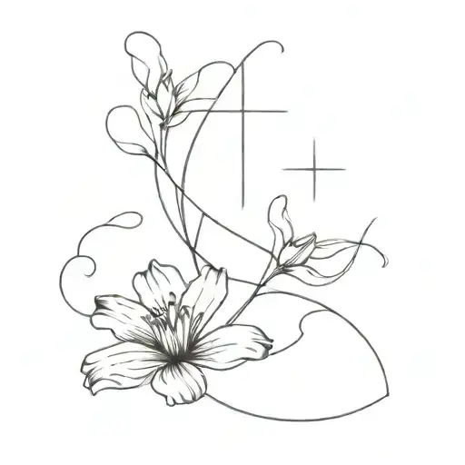 Simple Small Fine Line Ywhw Mixed With Cross