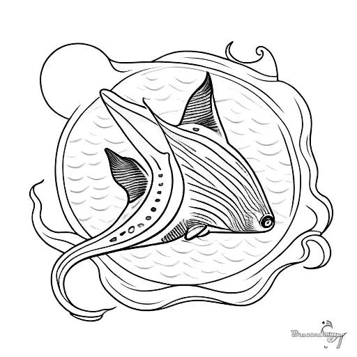 A Minimalist Tattoo Of A Stingray Swimming In The Ocean