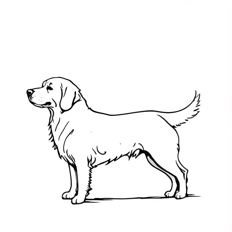 Golden Retriever Standing Profile View