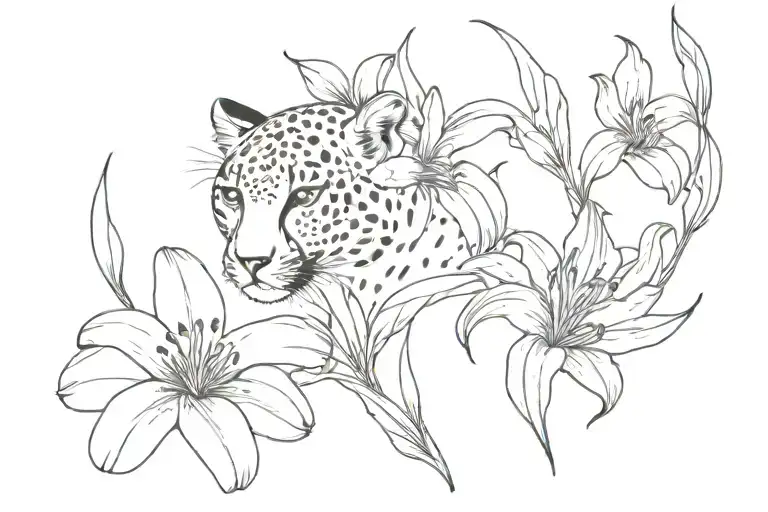 Cheetah And Tiger Lily Flower
