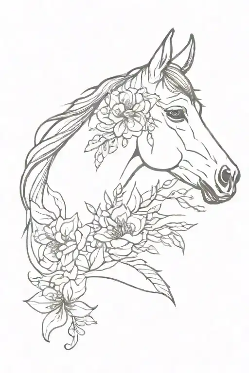 Horse Head And Flowers