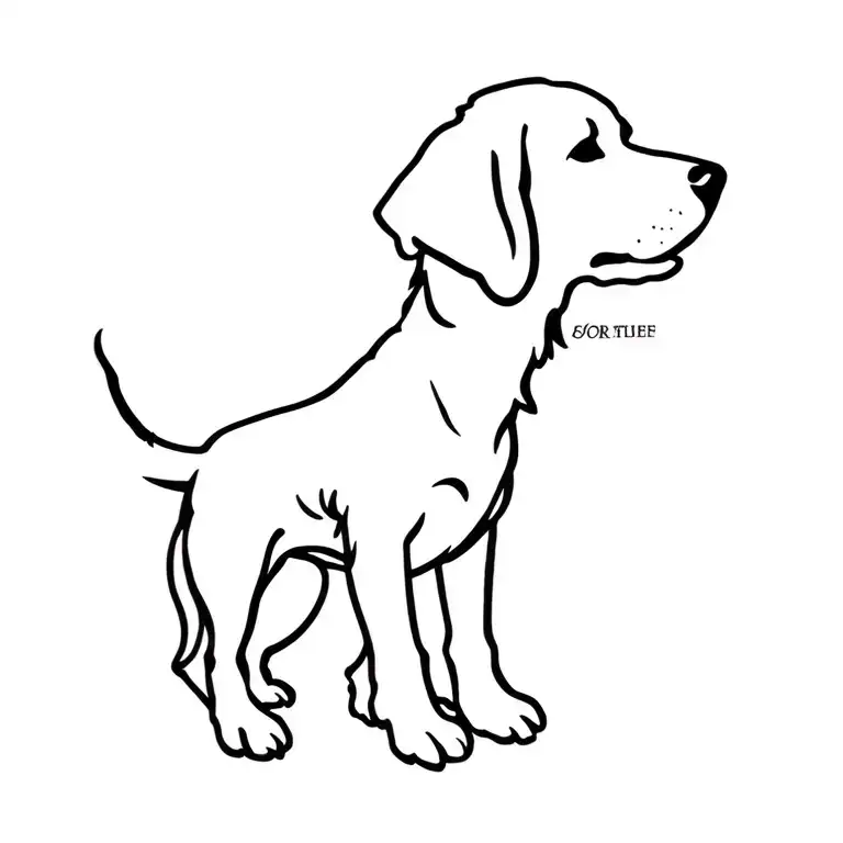 Female Golden Retriever Standing Profile Outline