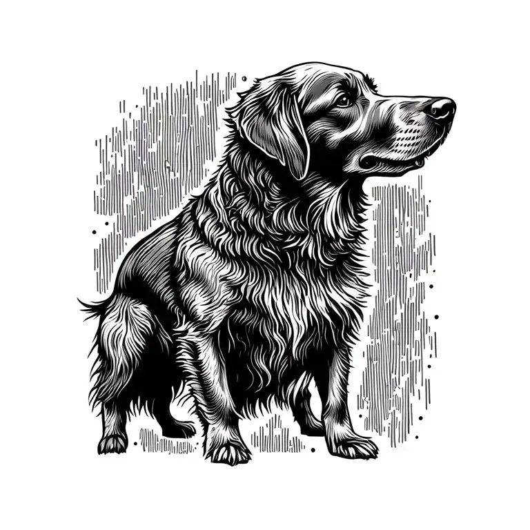 Female Golden Retriever Standing Profile Outline