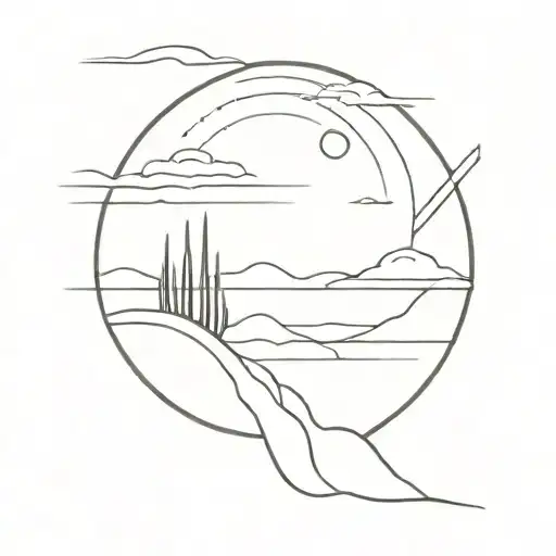 Sunset Reflecting Line