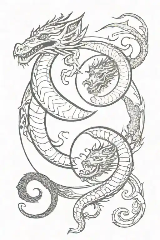 Minimal Snake And Dragon Yin Yang Symbol Formed