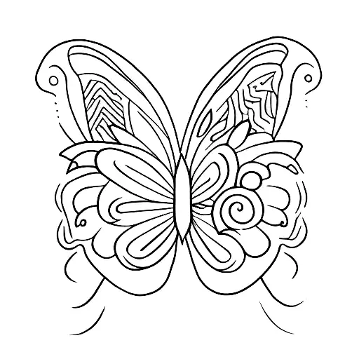 A Minimalist Tattoo Of A Book With Purple Butterfly Pages